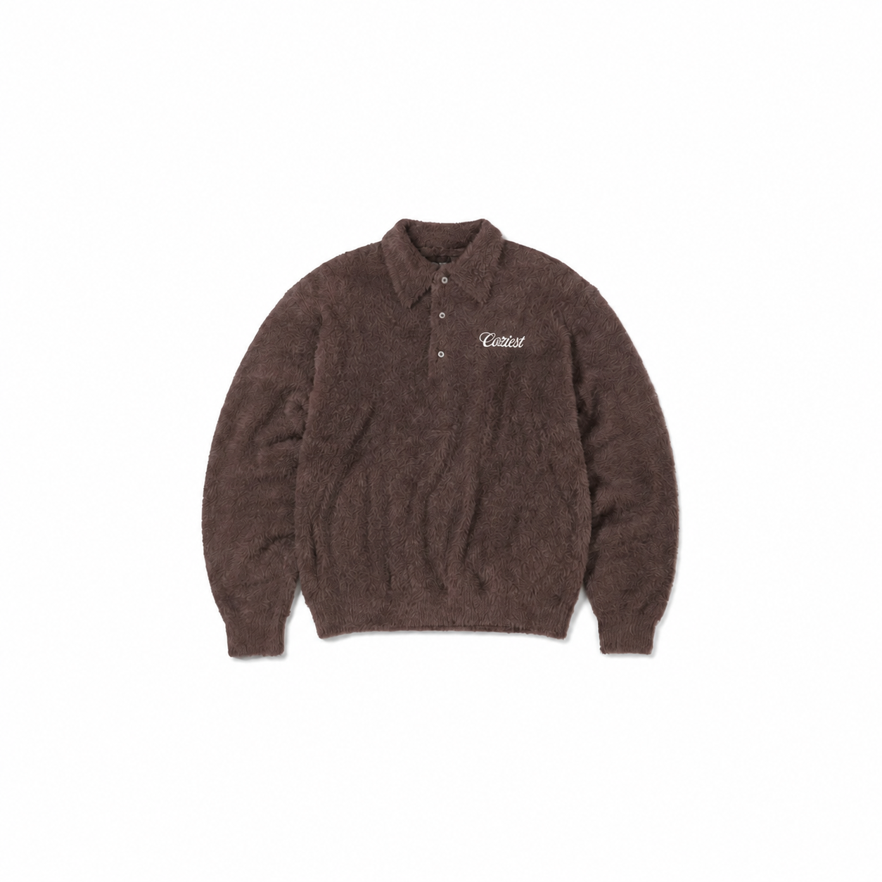"Fur" Long Sleeve Polo in Brown Colorway