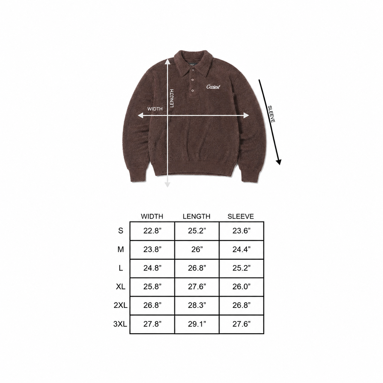 "Fur" Long Sleeve Polo in Brown Colorway