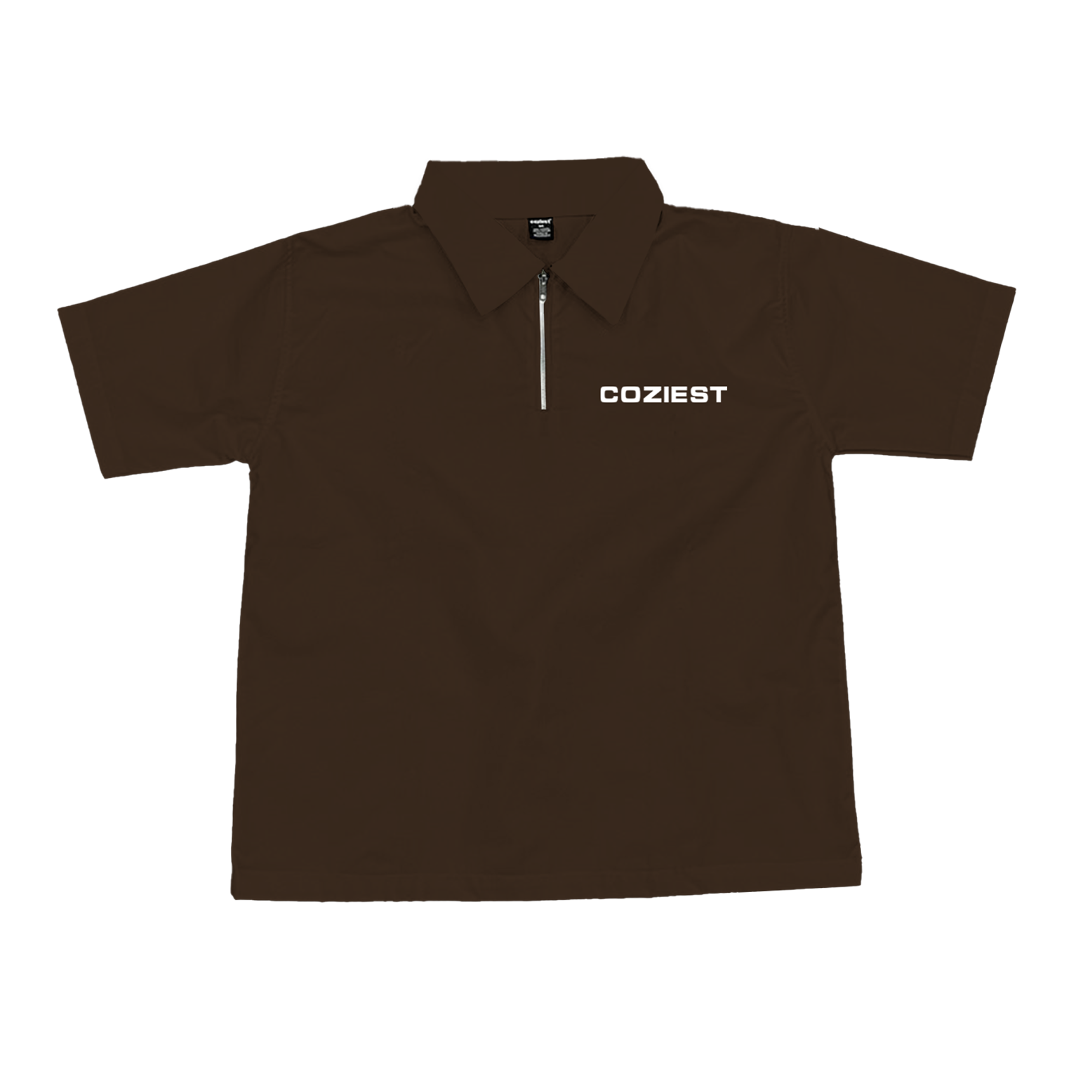 "Workwear" Quarter Zip Polo in Choco Brown Colorway