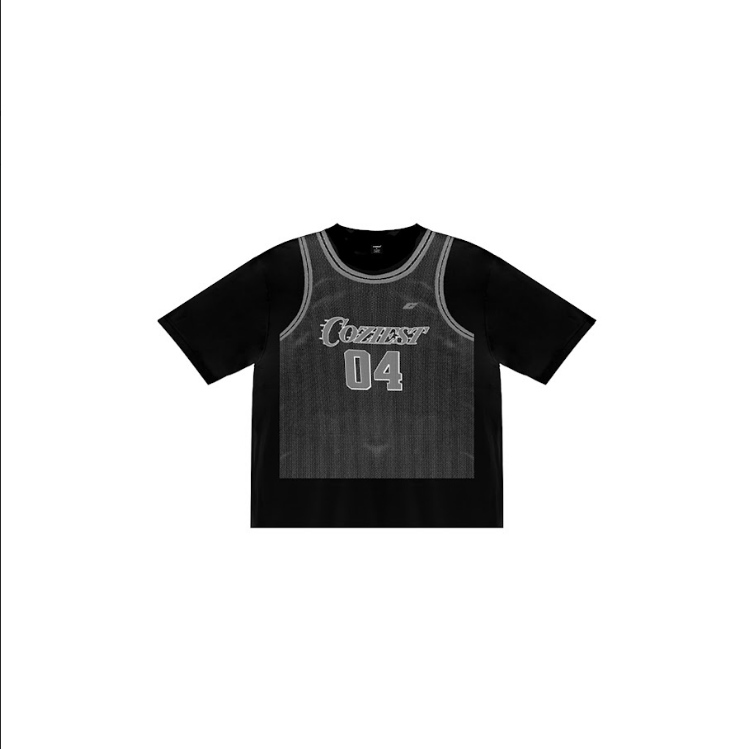 "04 Jersey" Tee in Black and White Colorway