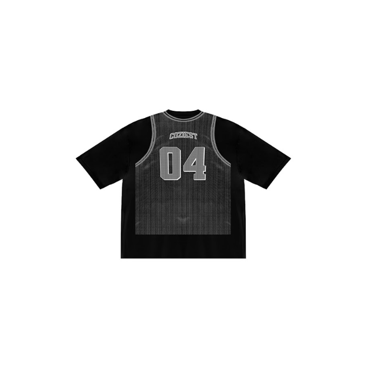 "04 Jersey" Tee in Black and White Colorway