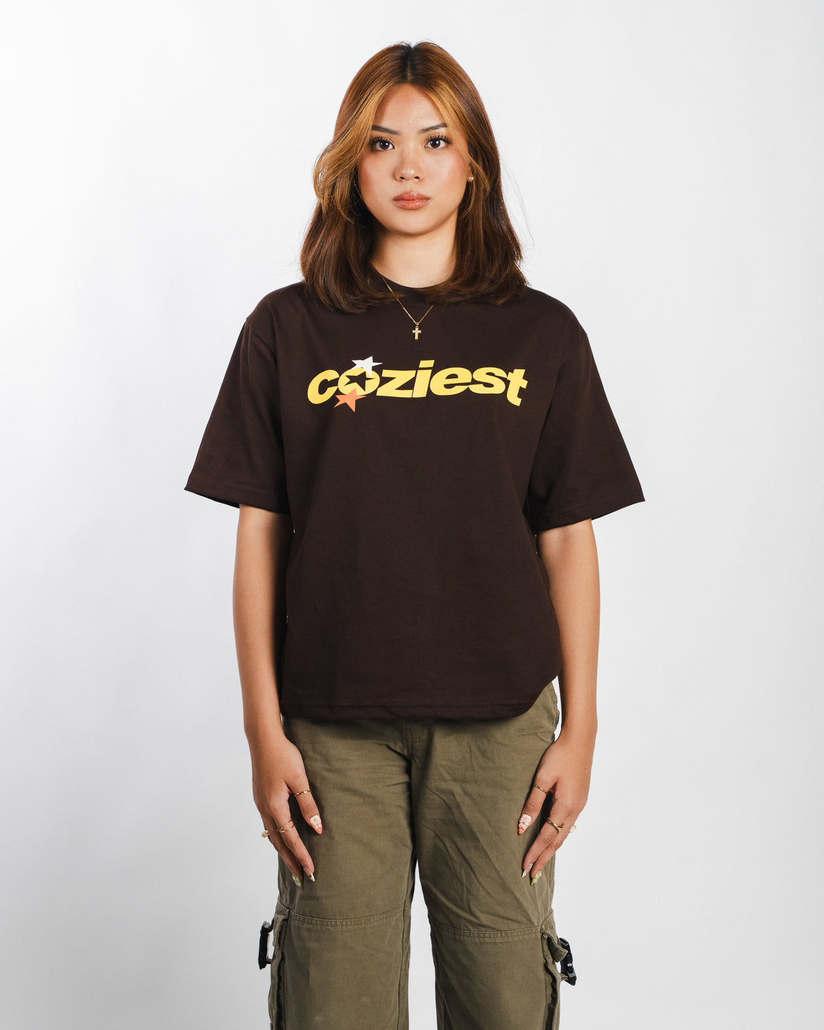 "Tri-Star" Tee in Choco Brown