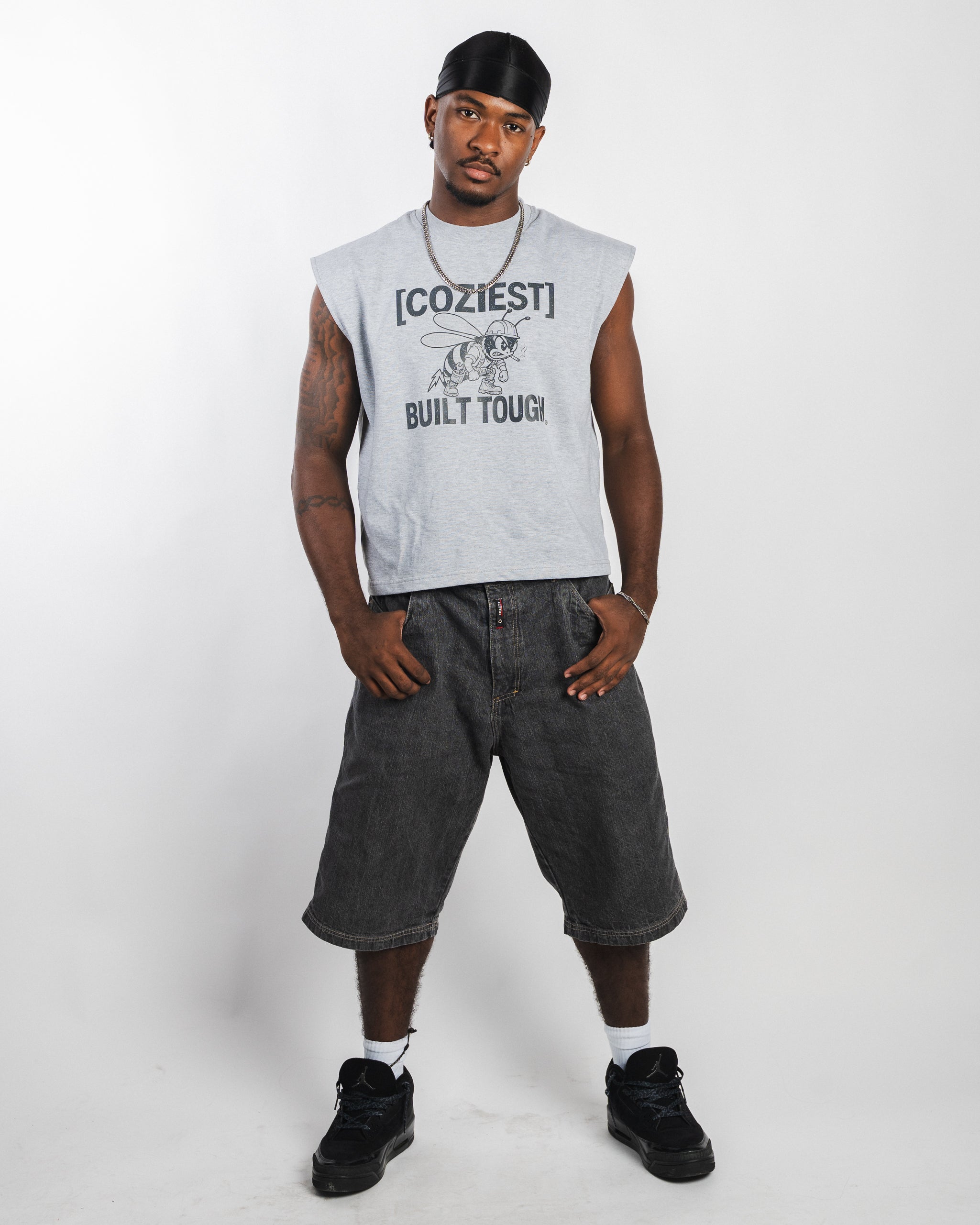 "Beeuilt" Muscle Tee in Gray