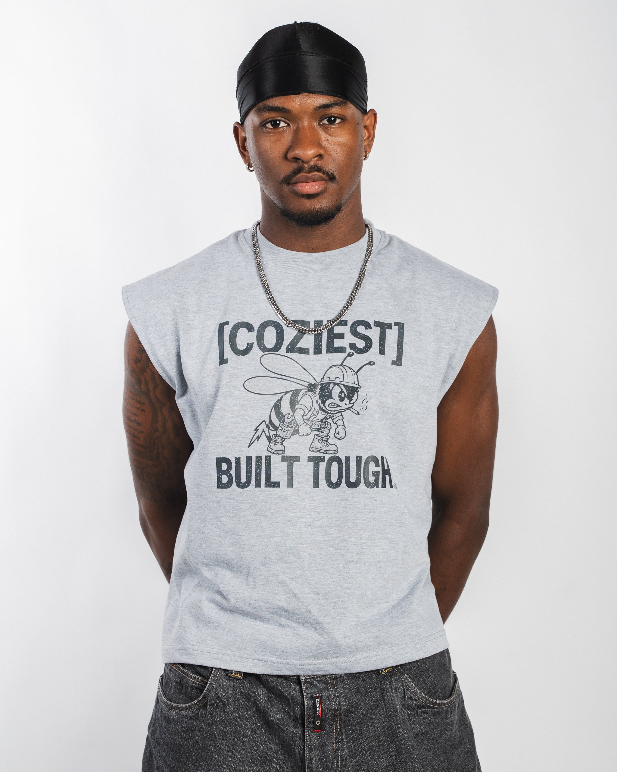 "Beeuilt" Muscle Tee in Gray