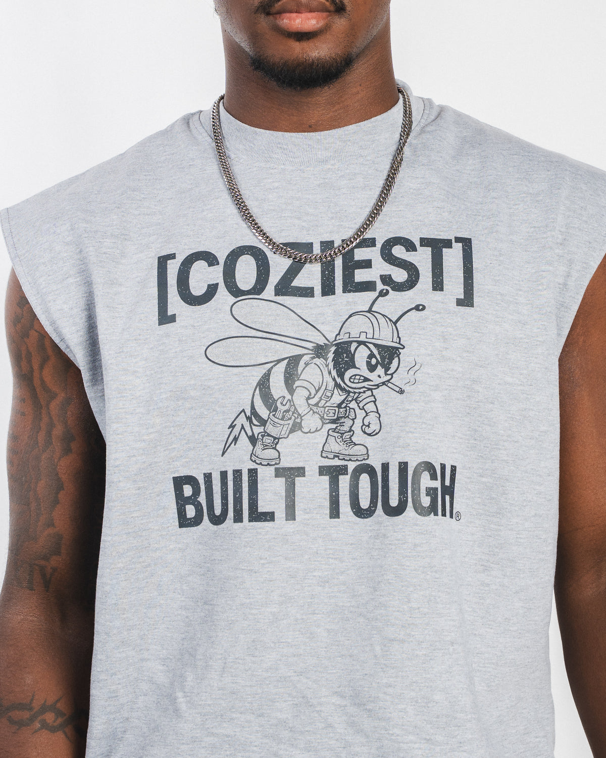 "Beeuilt" Muscle Tee in Gray