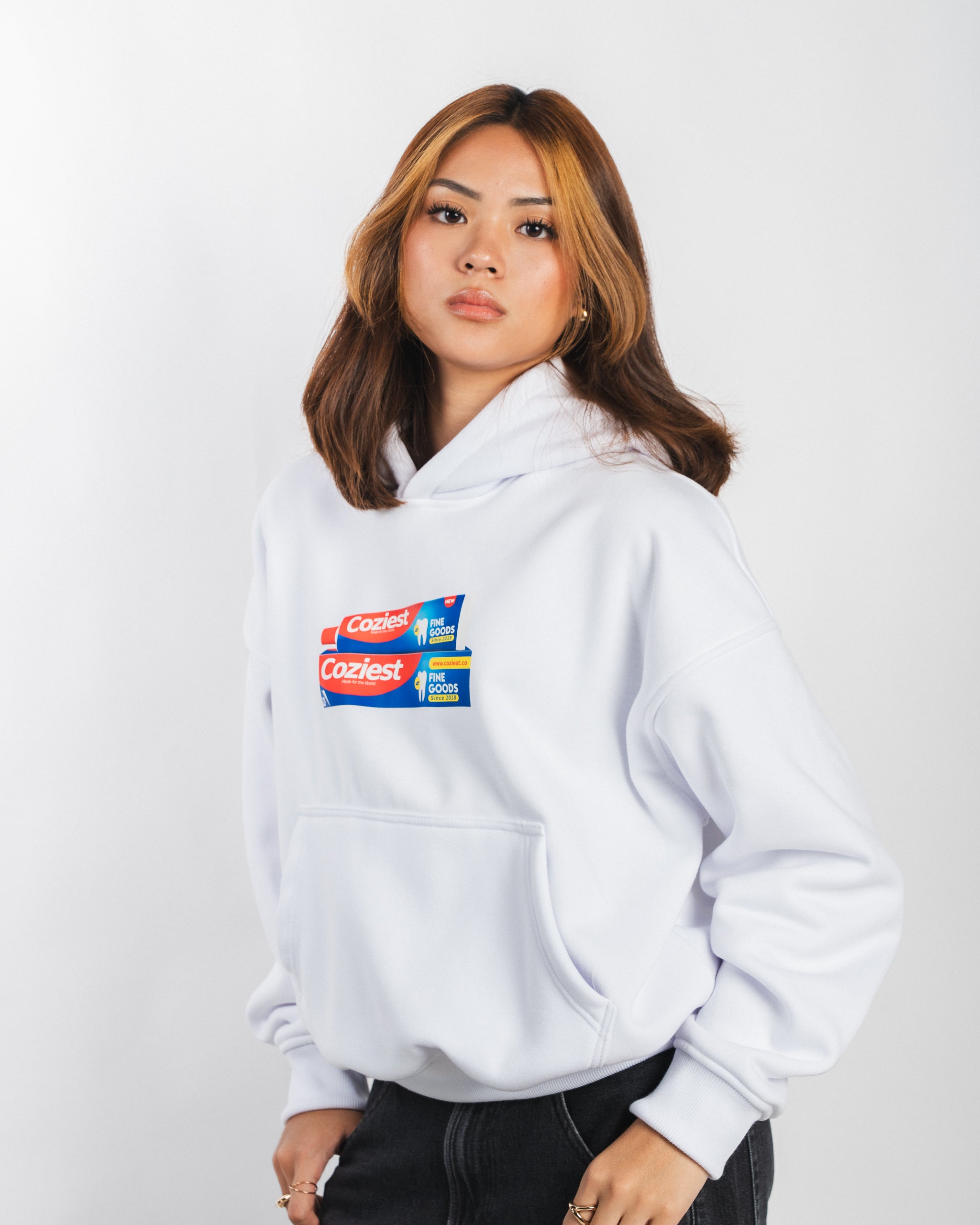 "Toothpaste" Hoodie in White