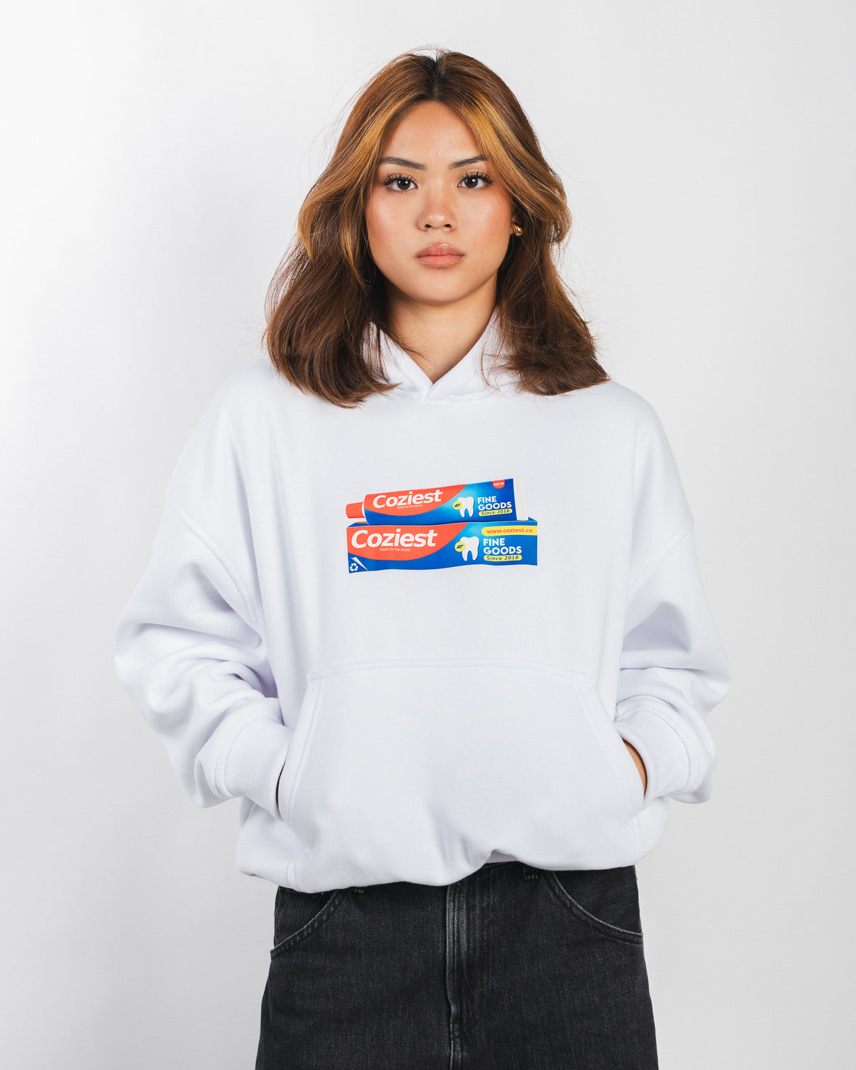 "Toothpaste" Hoodie in White