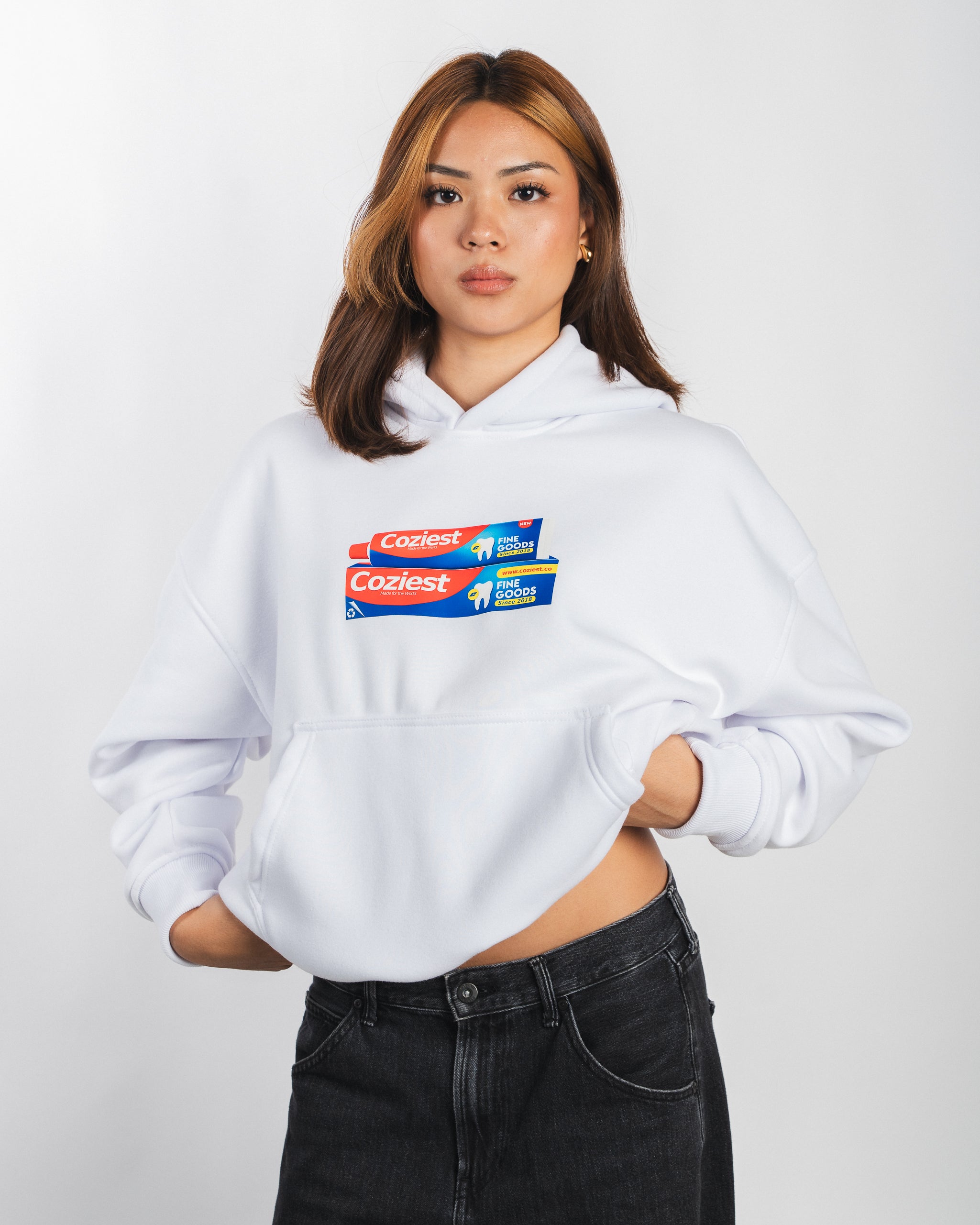 "Toothpaste" Hoodie in White