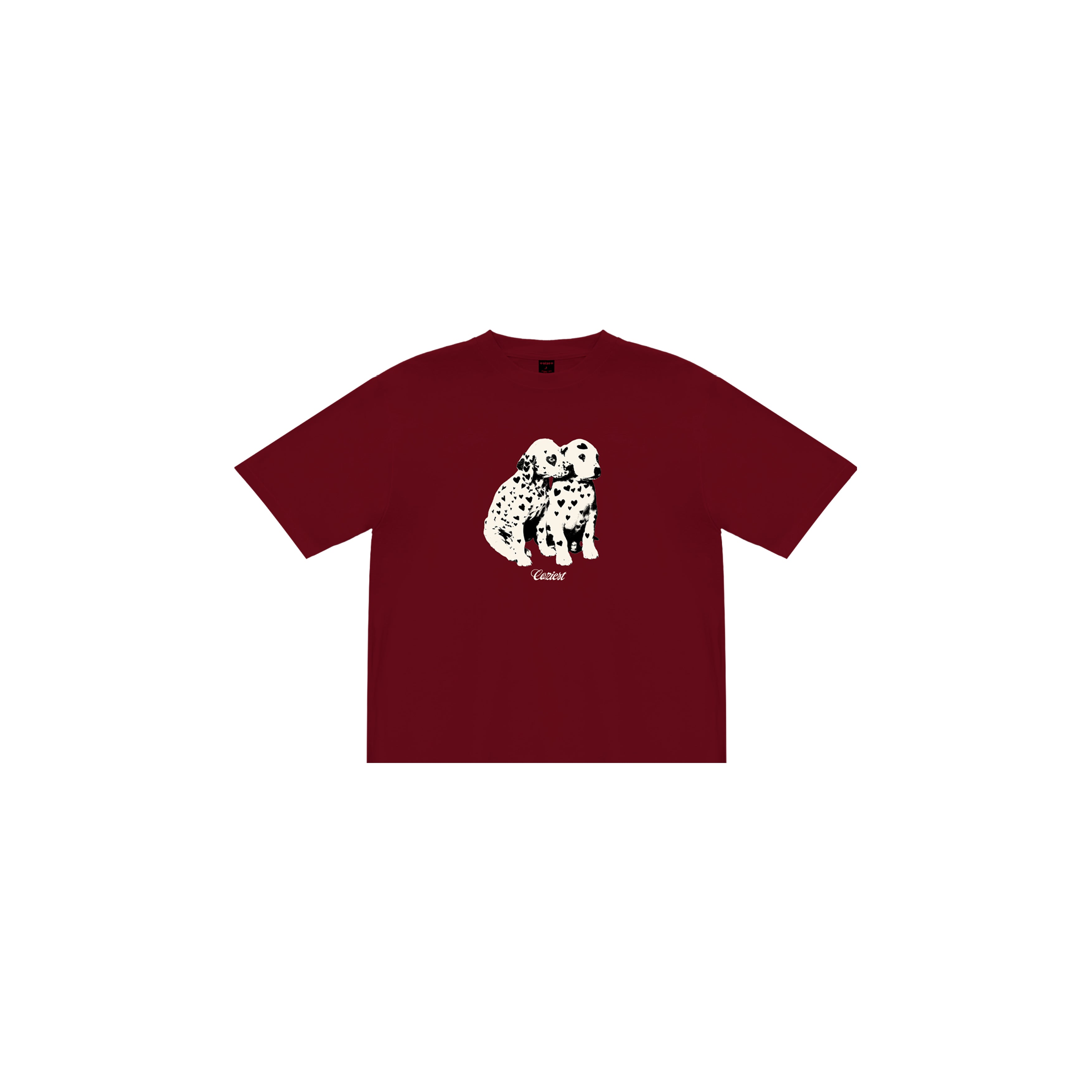 "Dalmatian" Tee in Maroon Colorway