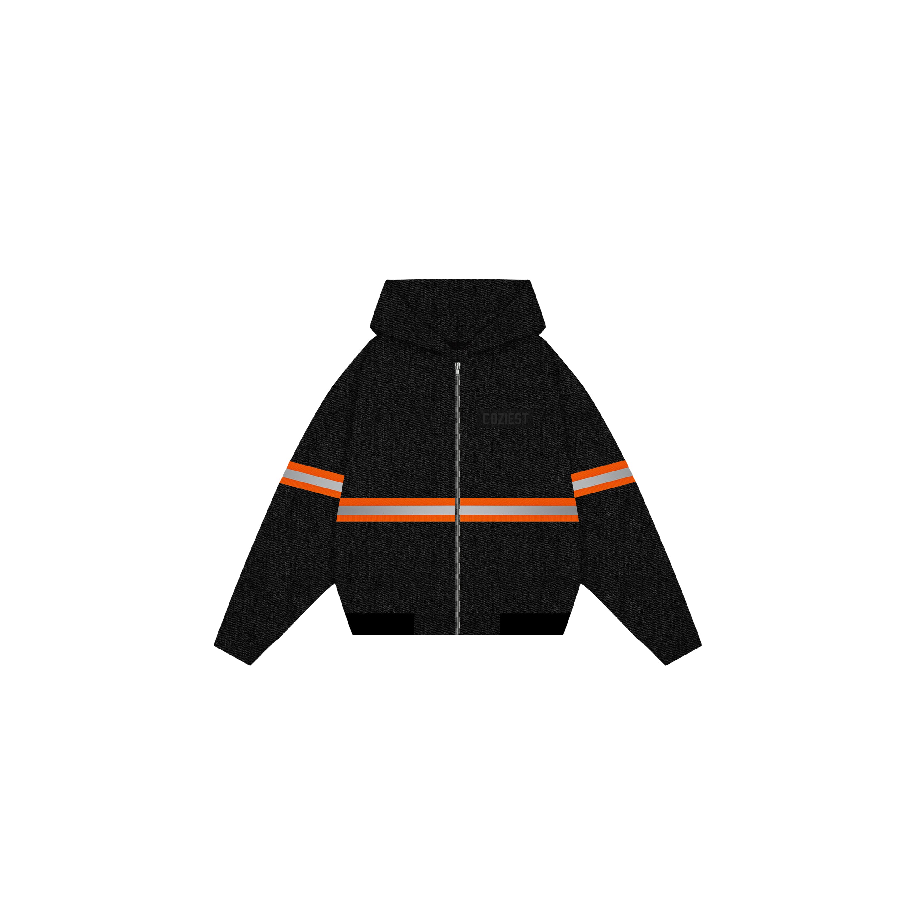 "Safety Orange" Denim Jacket in Black Colorway