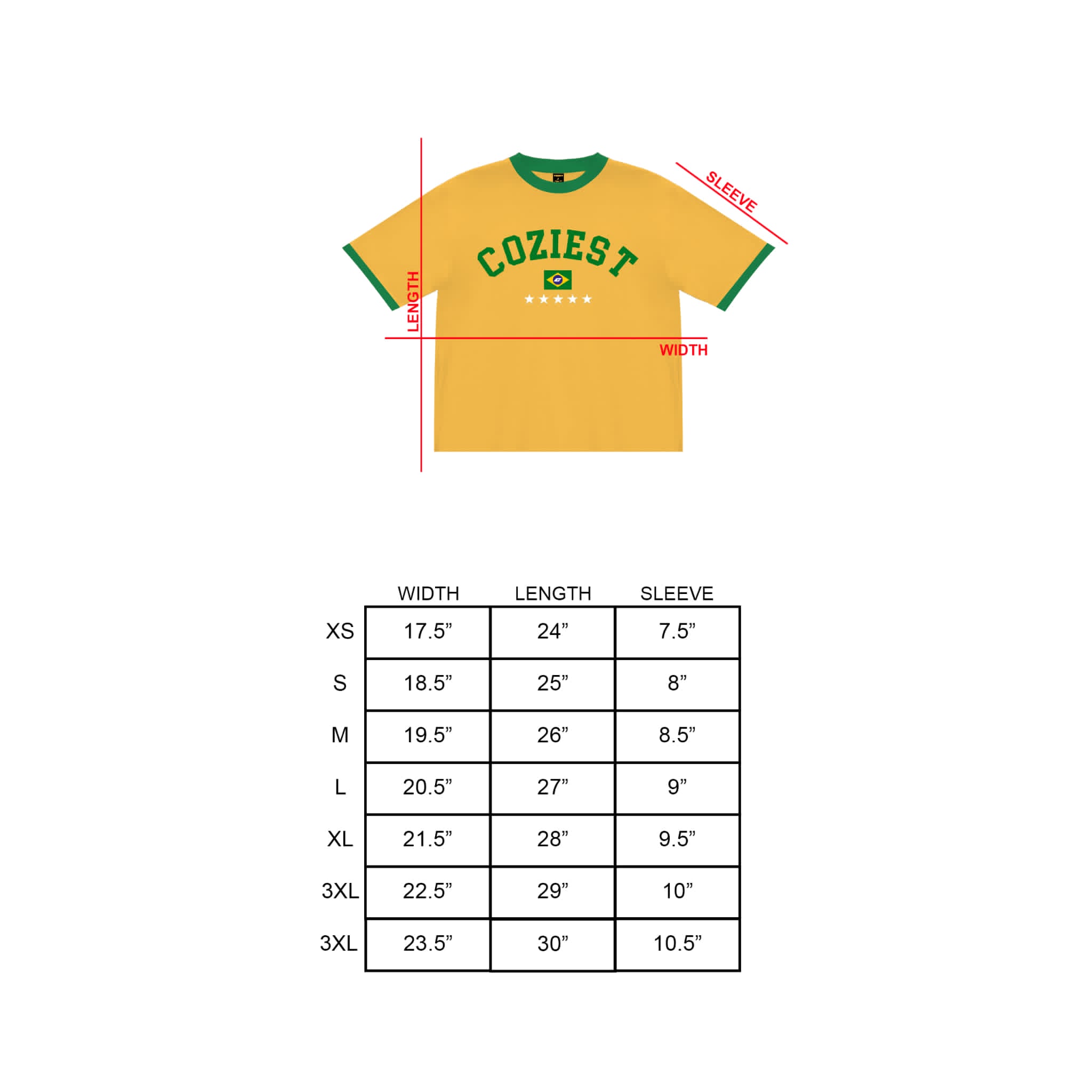 “Summer Ringer” Tee in Mustard Colorway