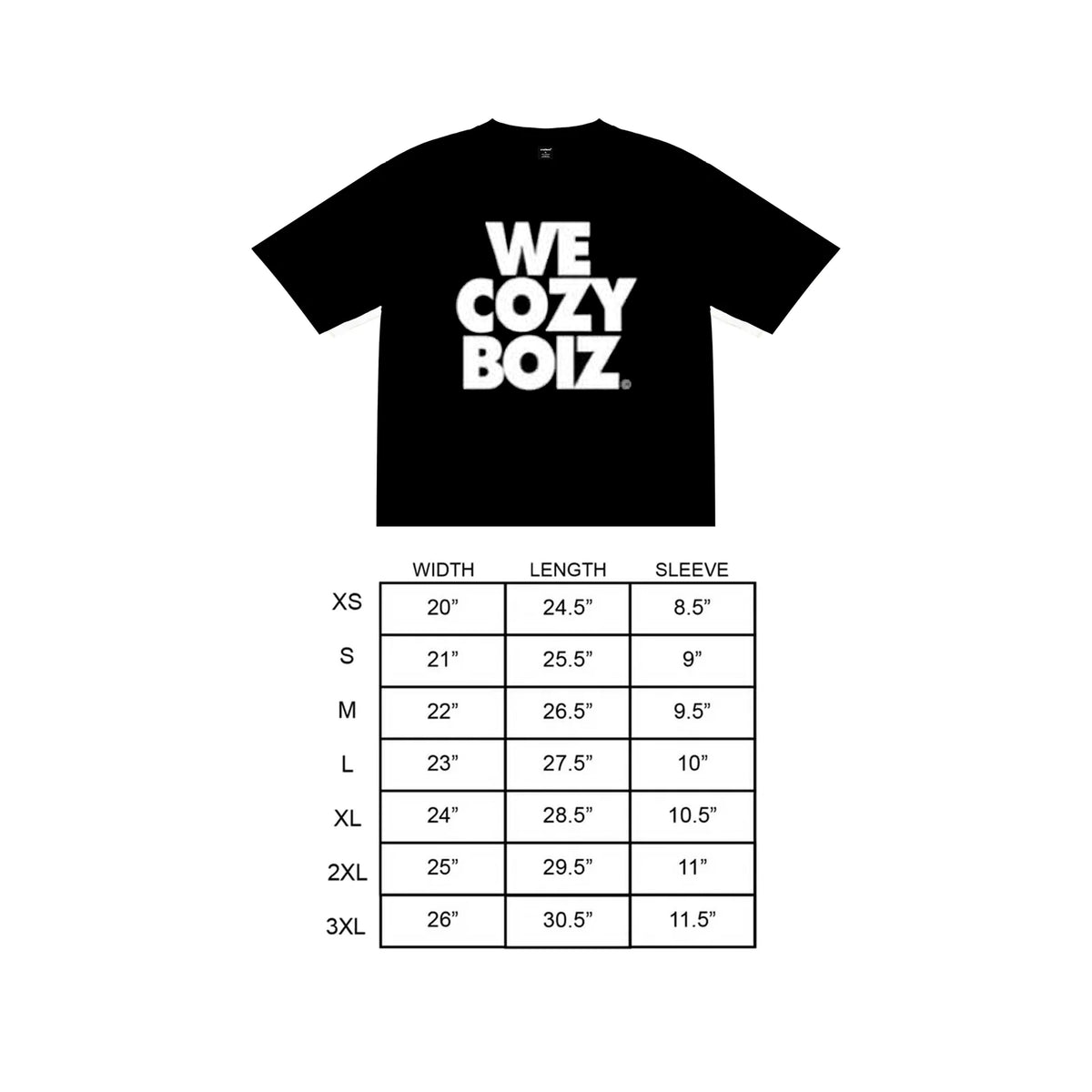 "We Cozy Boiz" Tee in Black Colorway